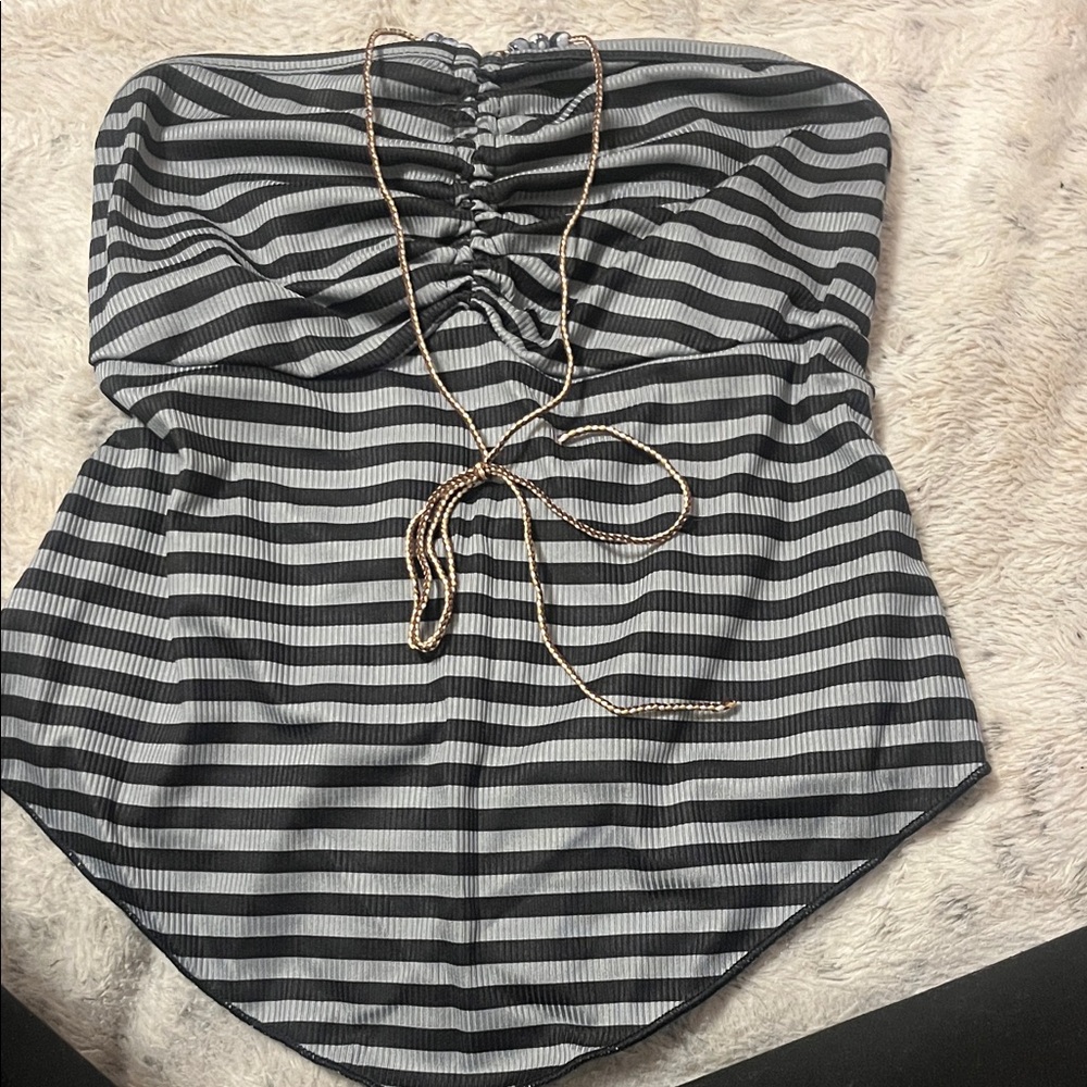 ROMWE Black and Gray Striped Camisole